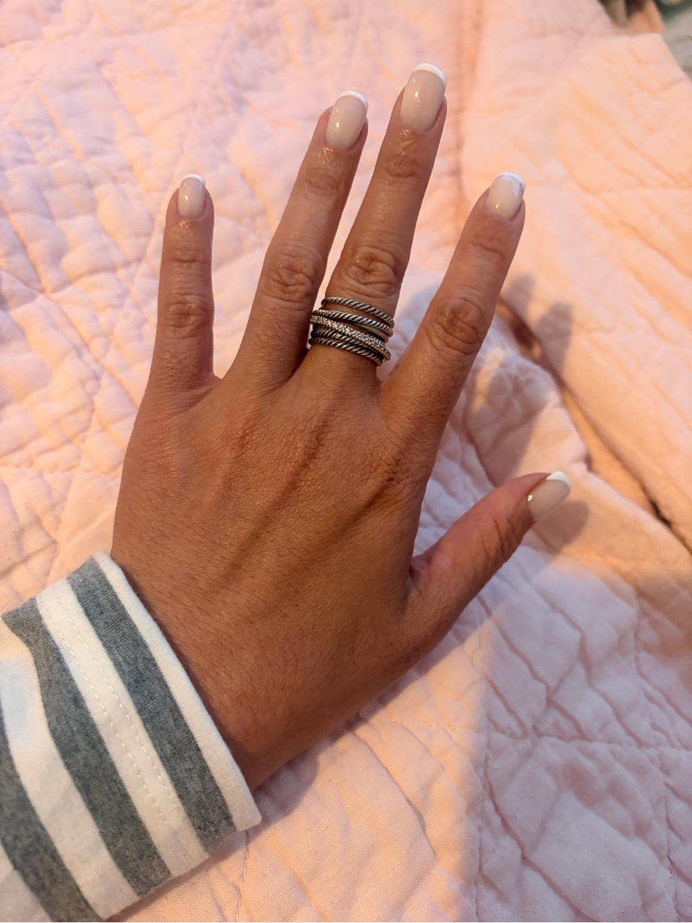 100% Authentic David Yurman Crossover Sterling Silver 925 & Diamonds Ring